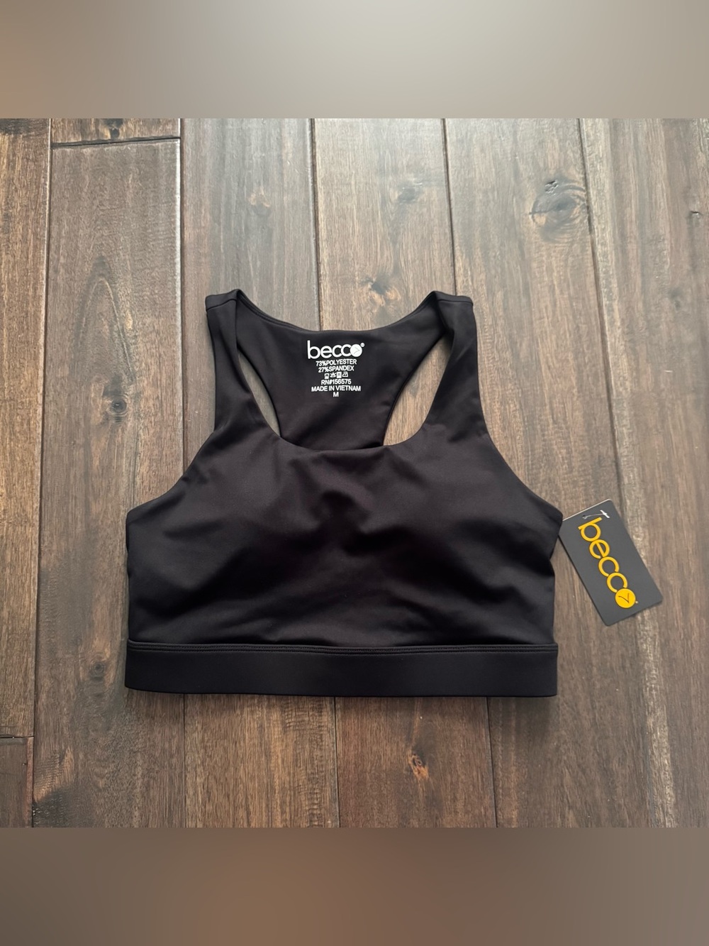 Becco Black Racerback Sports Bra Athletic Activewear M NWT